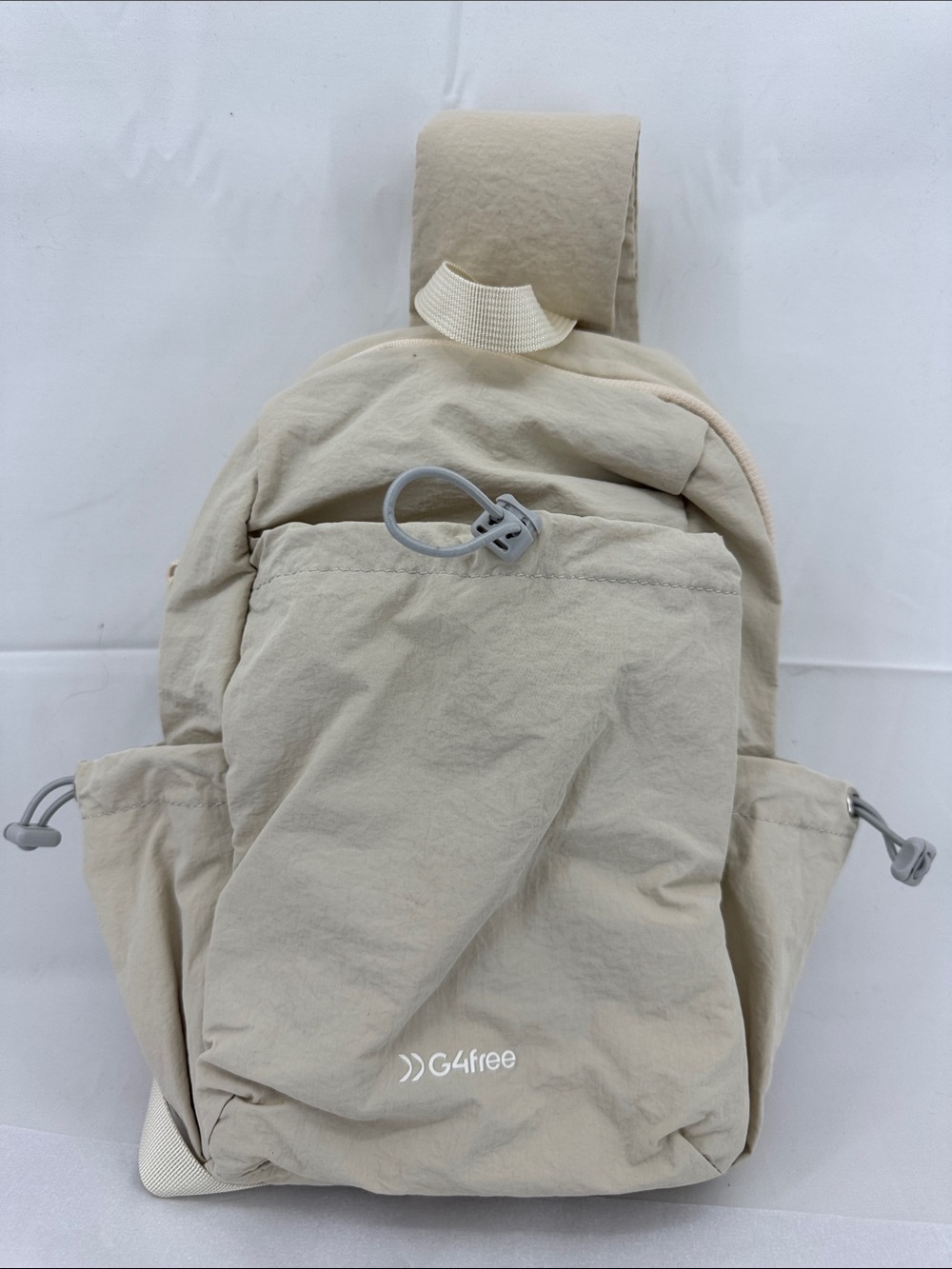 G4free Small Cream Nylon Athletic Sling One-shoulder Backpack Bag Purse